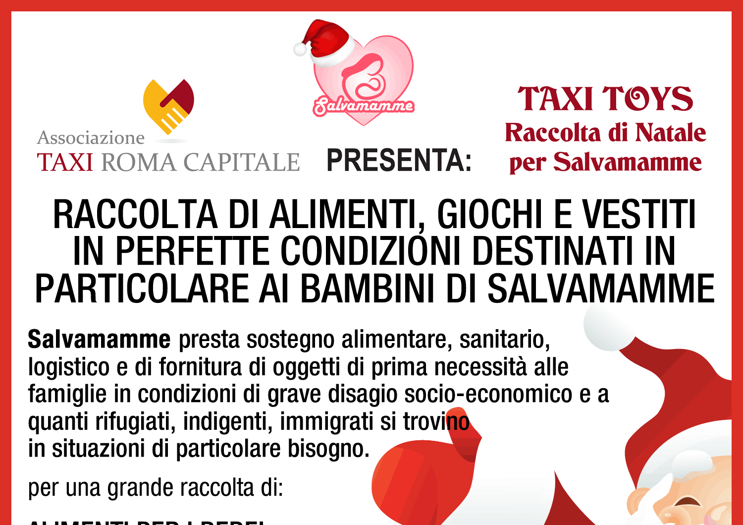 TAXI TOYS: Raccolta di Natale per Salvamamme