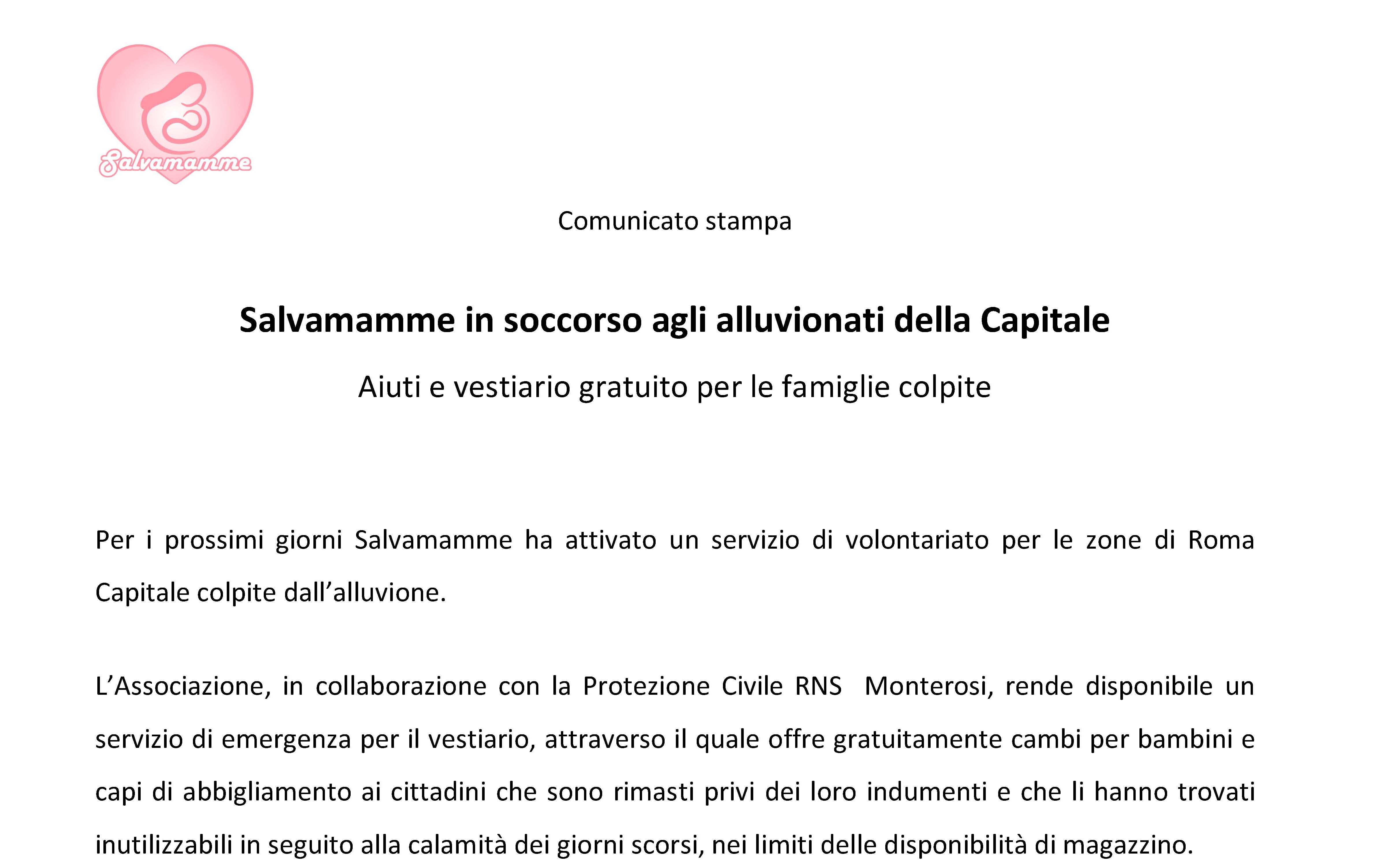 Salvamamme in soccorso agli alluvionati della Capitale