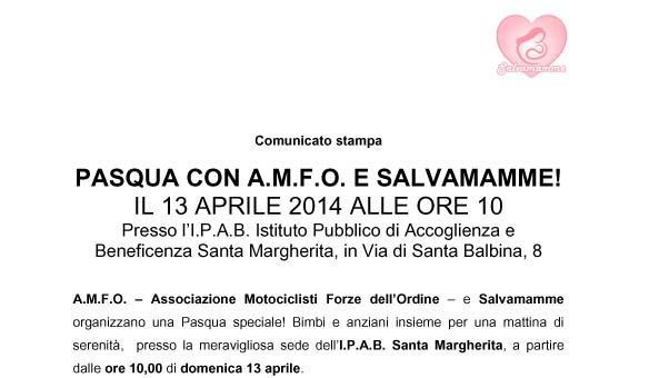 13 Aprile ore 10: Pasqua con A.M.F.O. e Salvamamme!