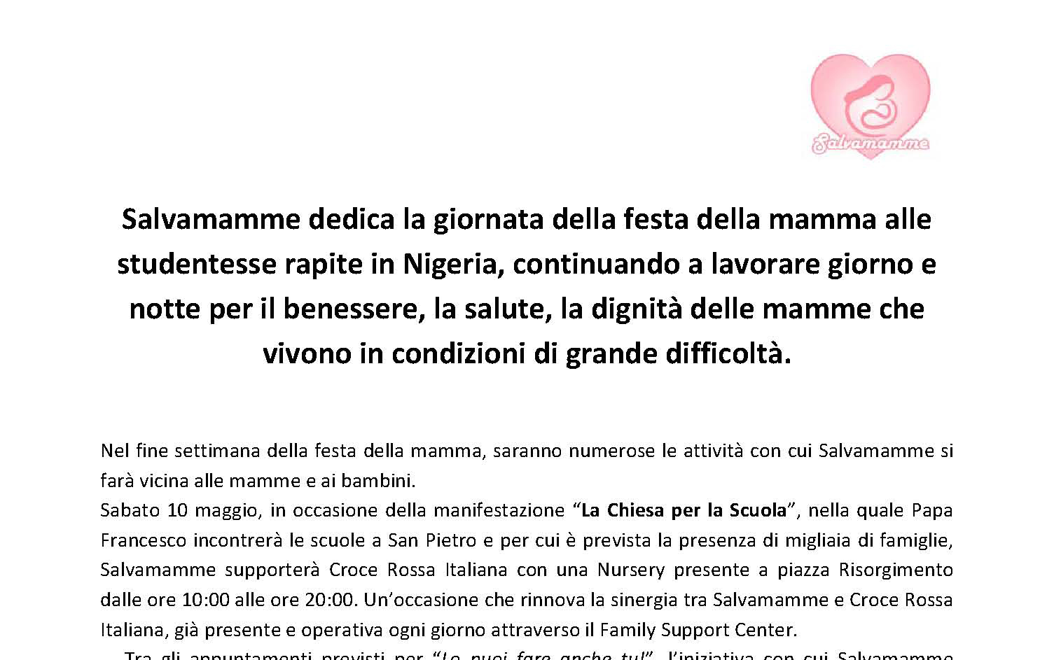 11 maggio: Festa della Mamma